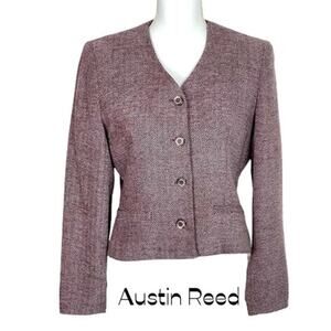 Austin Reed Rose & Black Tweed Wool Blend  Academia Jacket Blazer NWOT Size 6